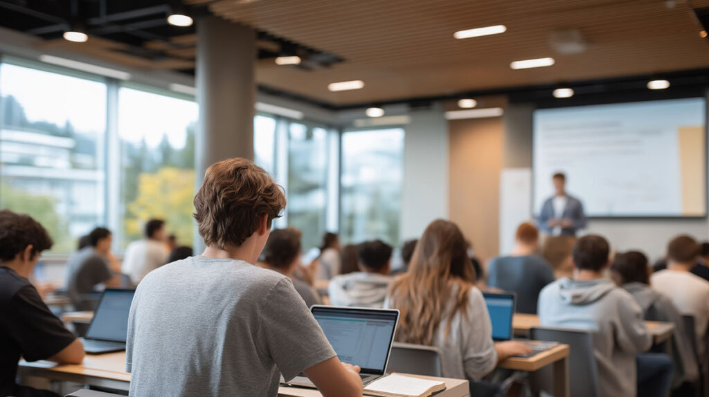 students in lecture classroom